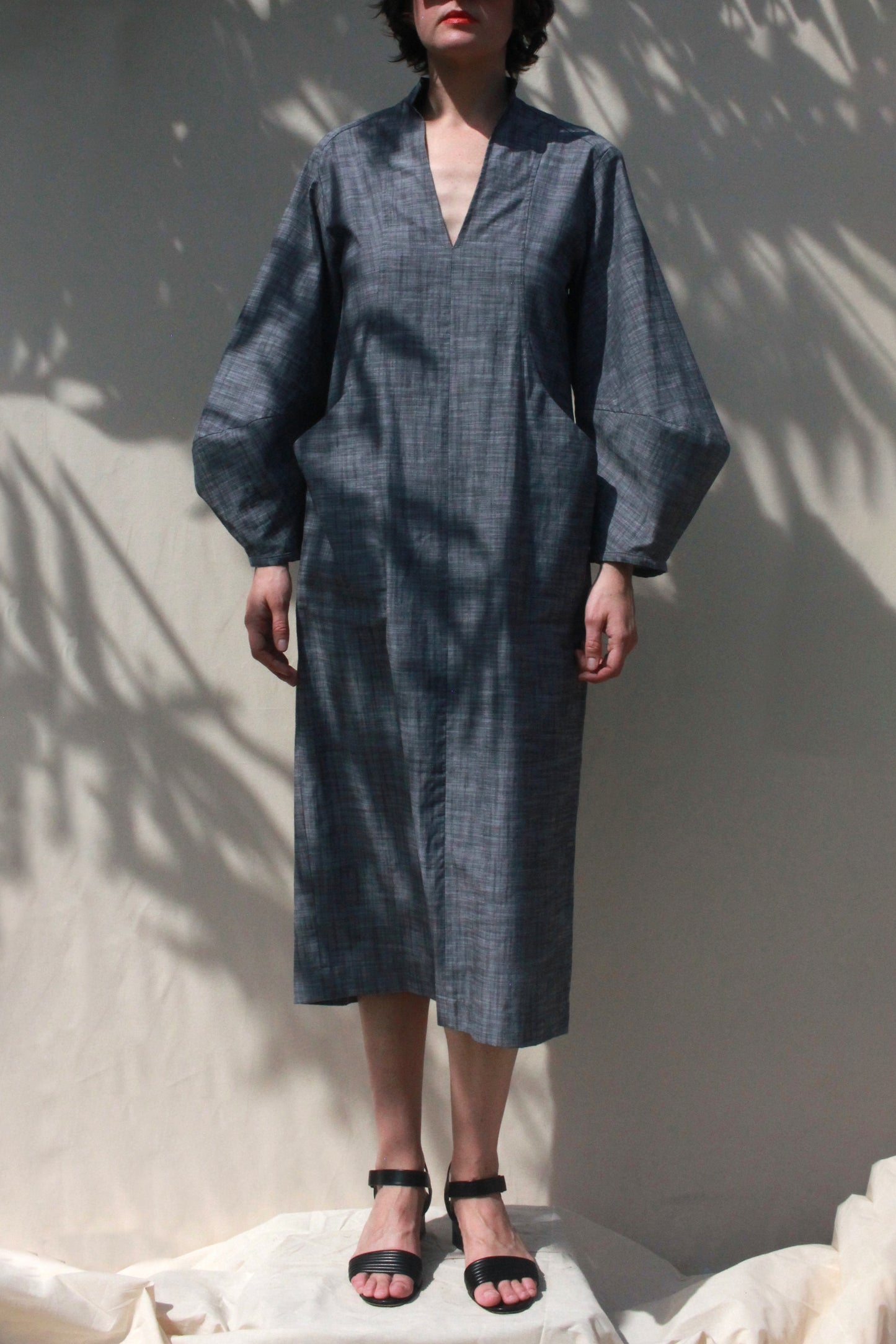 Scoop Pocket Dress - Slate Chambray