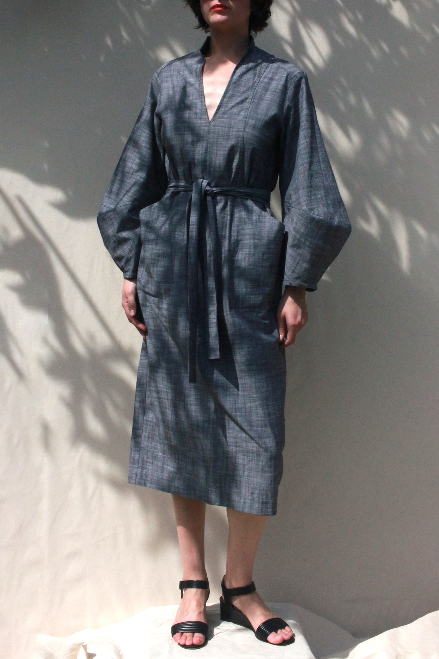 Scoop Pocket Dress - Slate Chambray