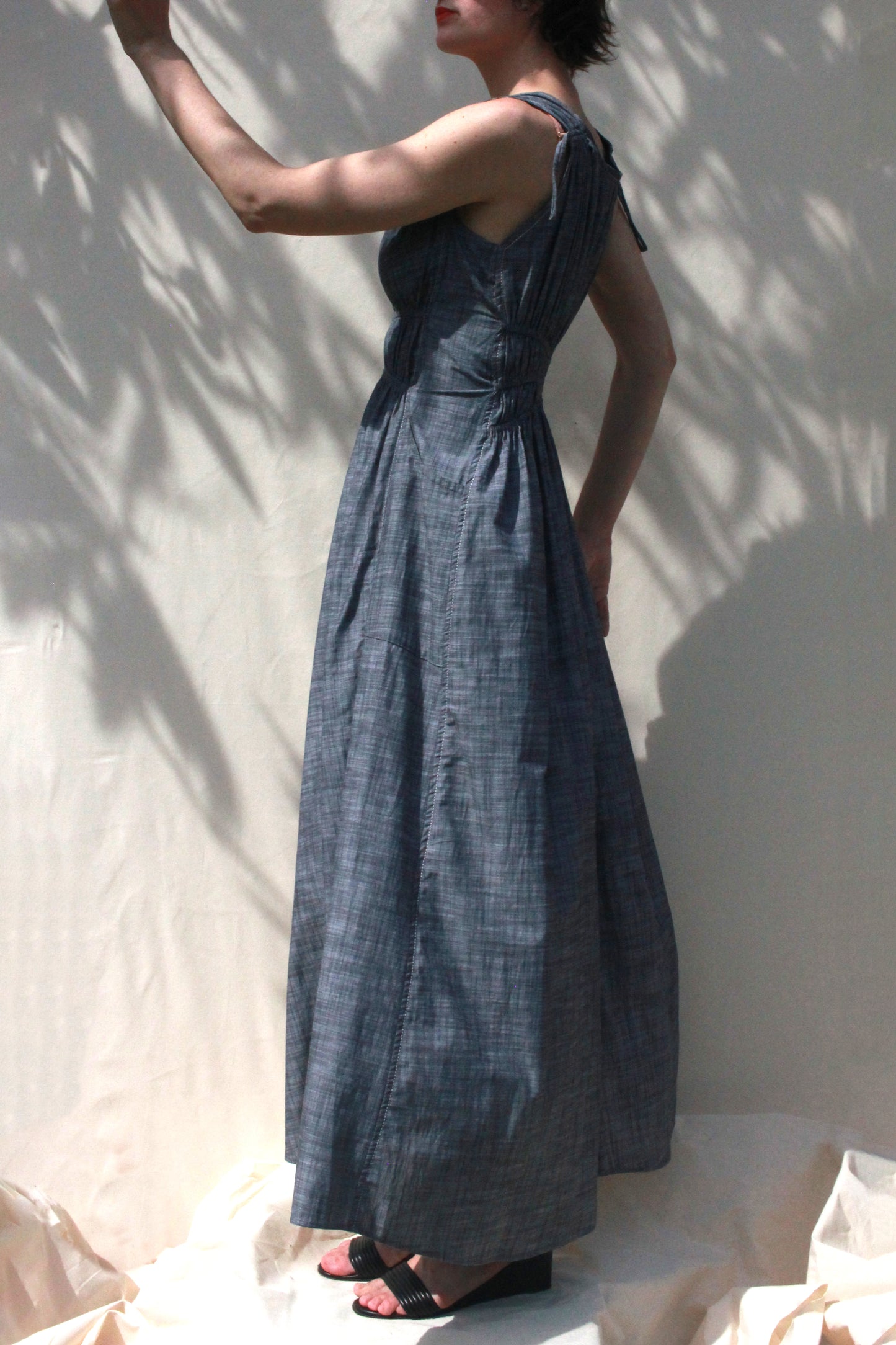 Scrunch Waist Dress - Slate Chambray
