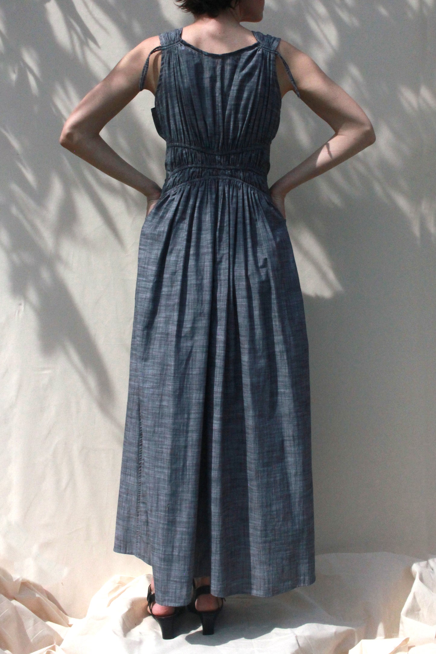Scrunch Waist Dress - Slate Chambray