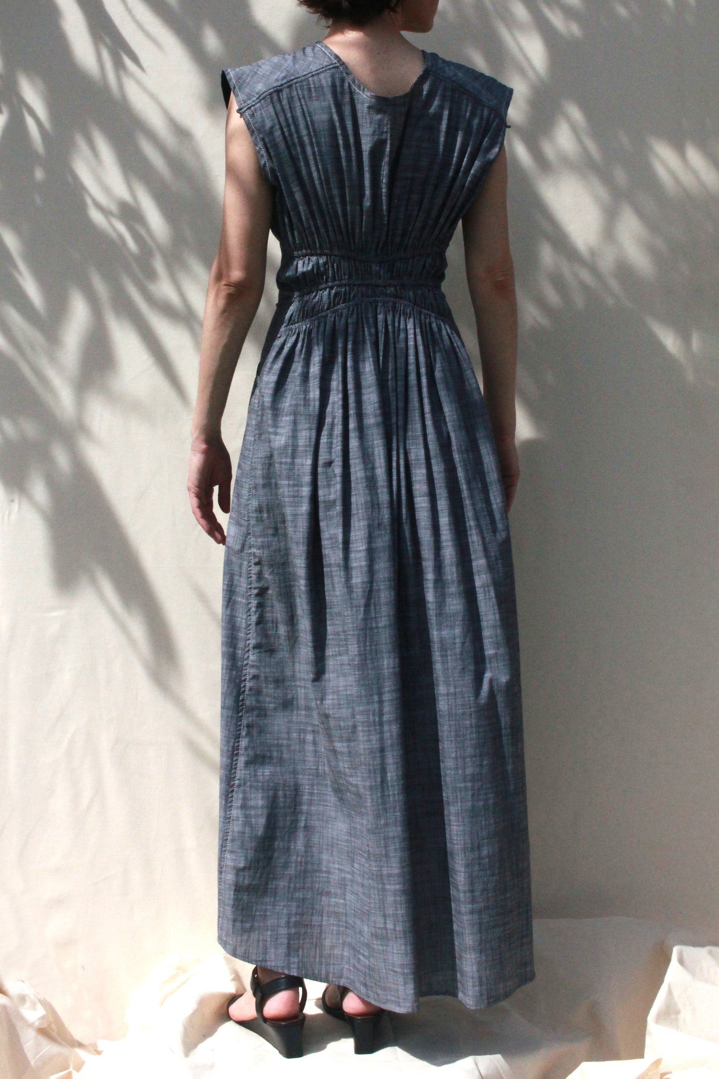 Scrunch Waist Dress - Slate Chambray
