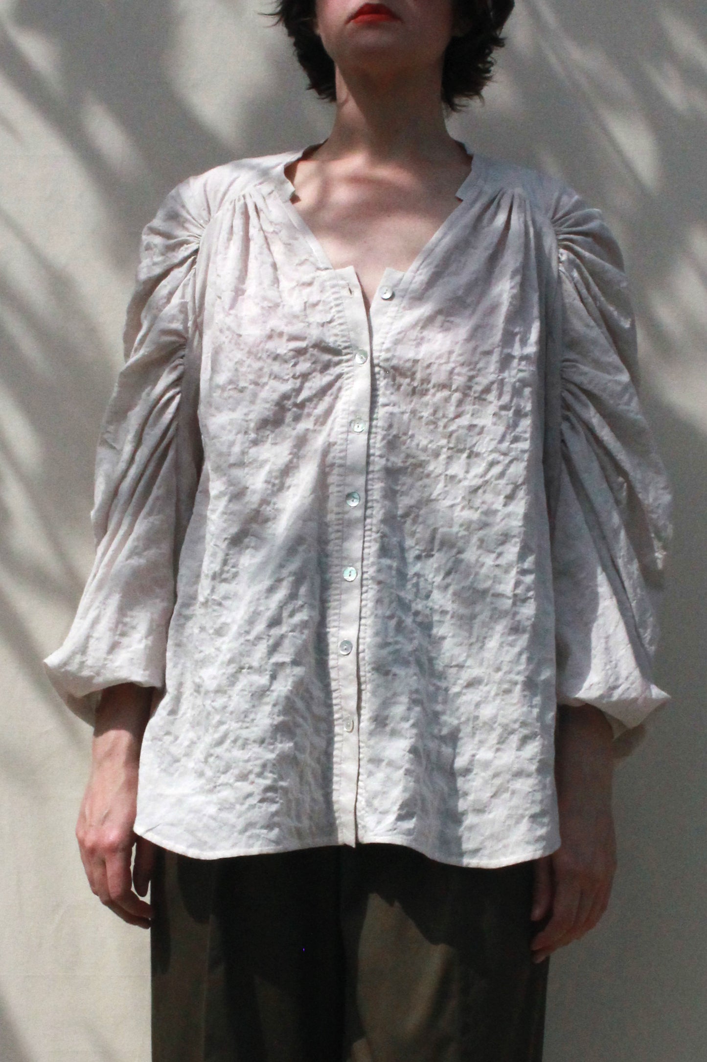 Shell Sleeve Button Up Shirt - Textured Voile