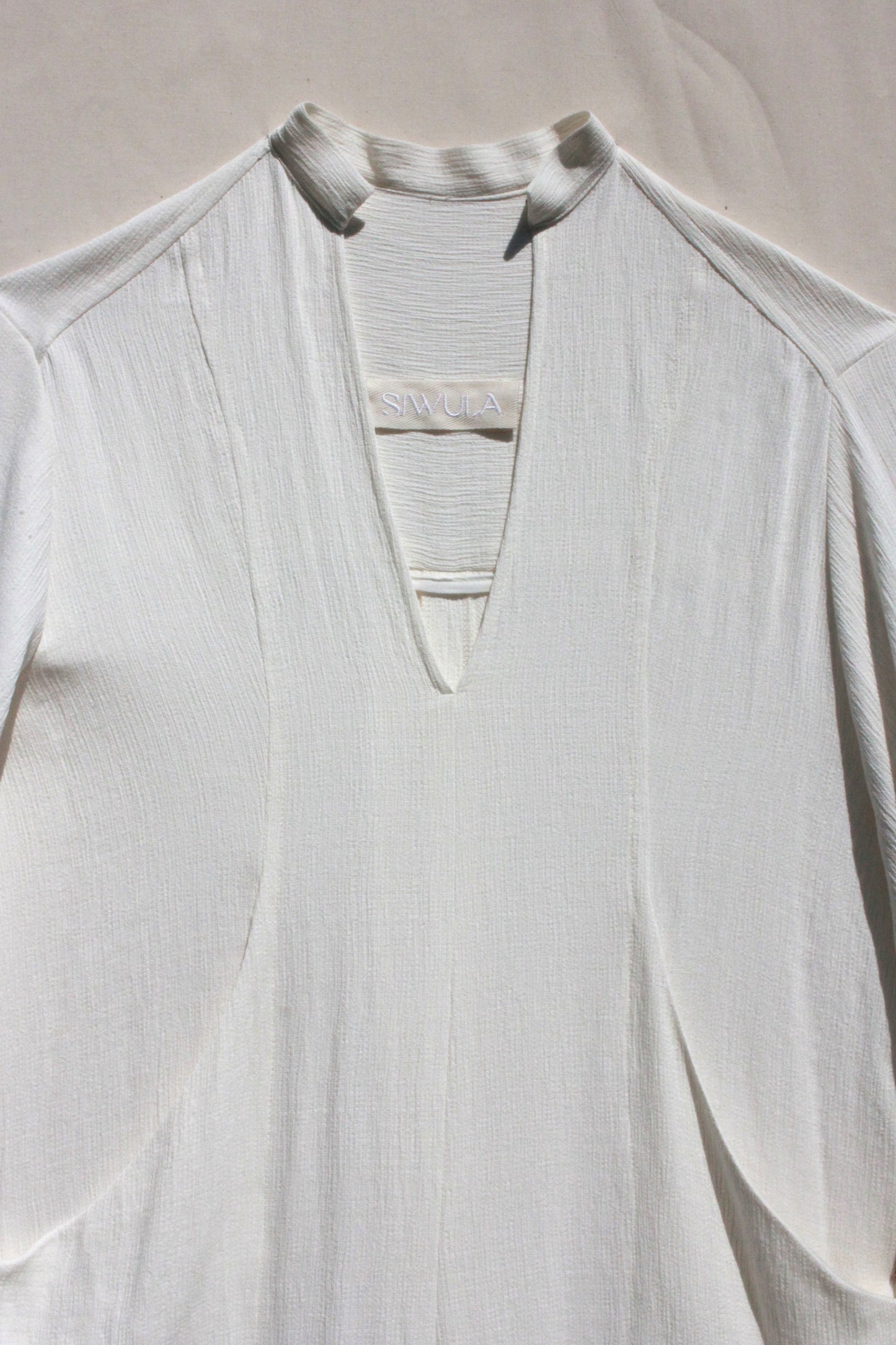 Scoop Pocket Dress - Ecru Textured Rayon