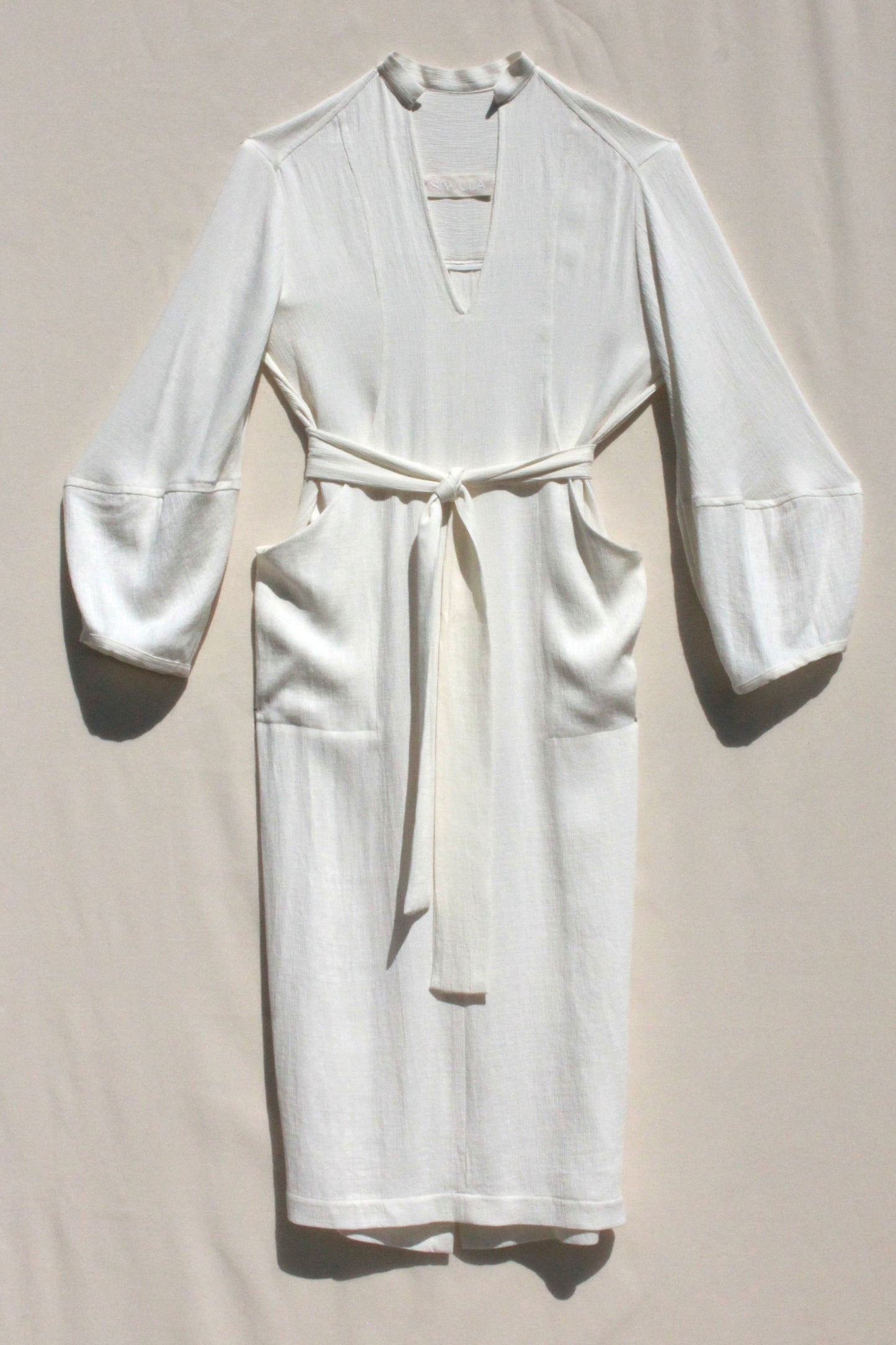 Scoop Pocket Dress - Ecru Textured Rayon