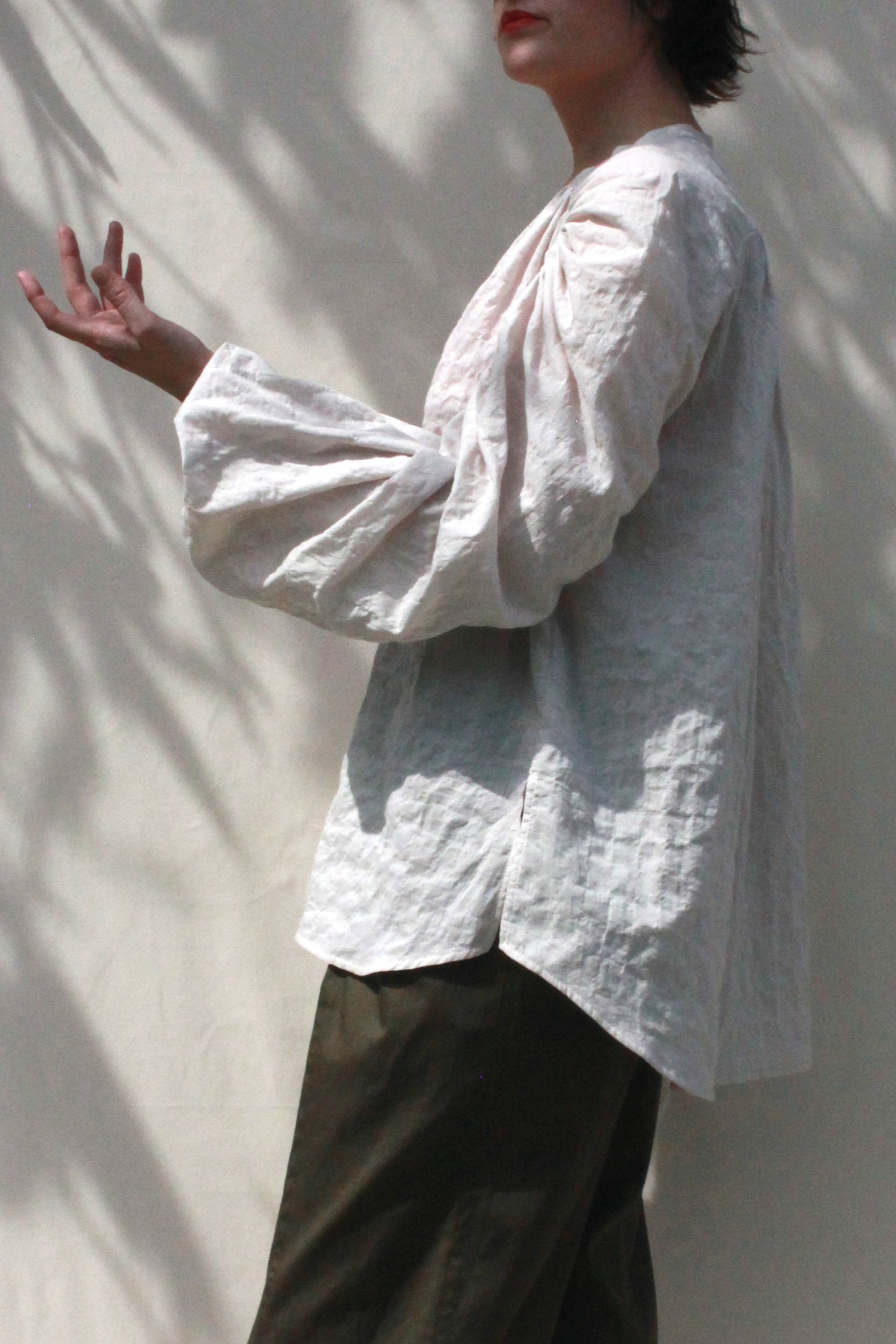 Shell Sleeve Button Up Shirt - Textured Voile