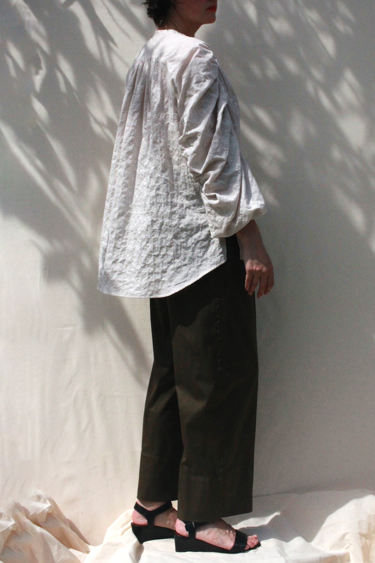 Shell Sleeve Button Up Shirt - Textured Voile