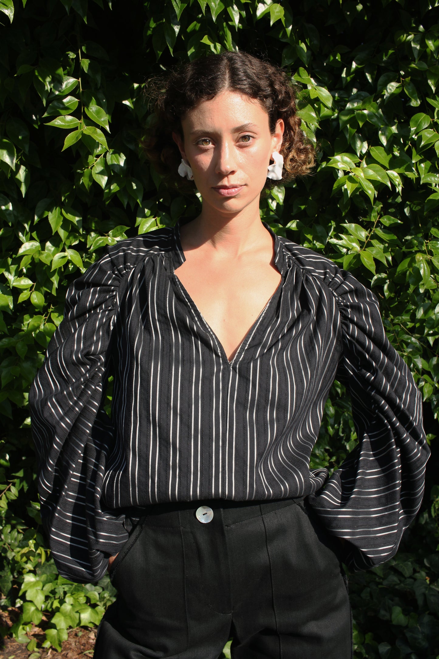 Shell Sleeve Shirt - Black & Silver