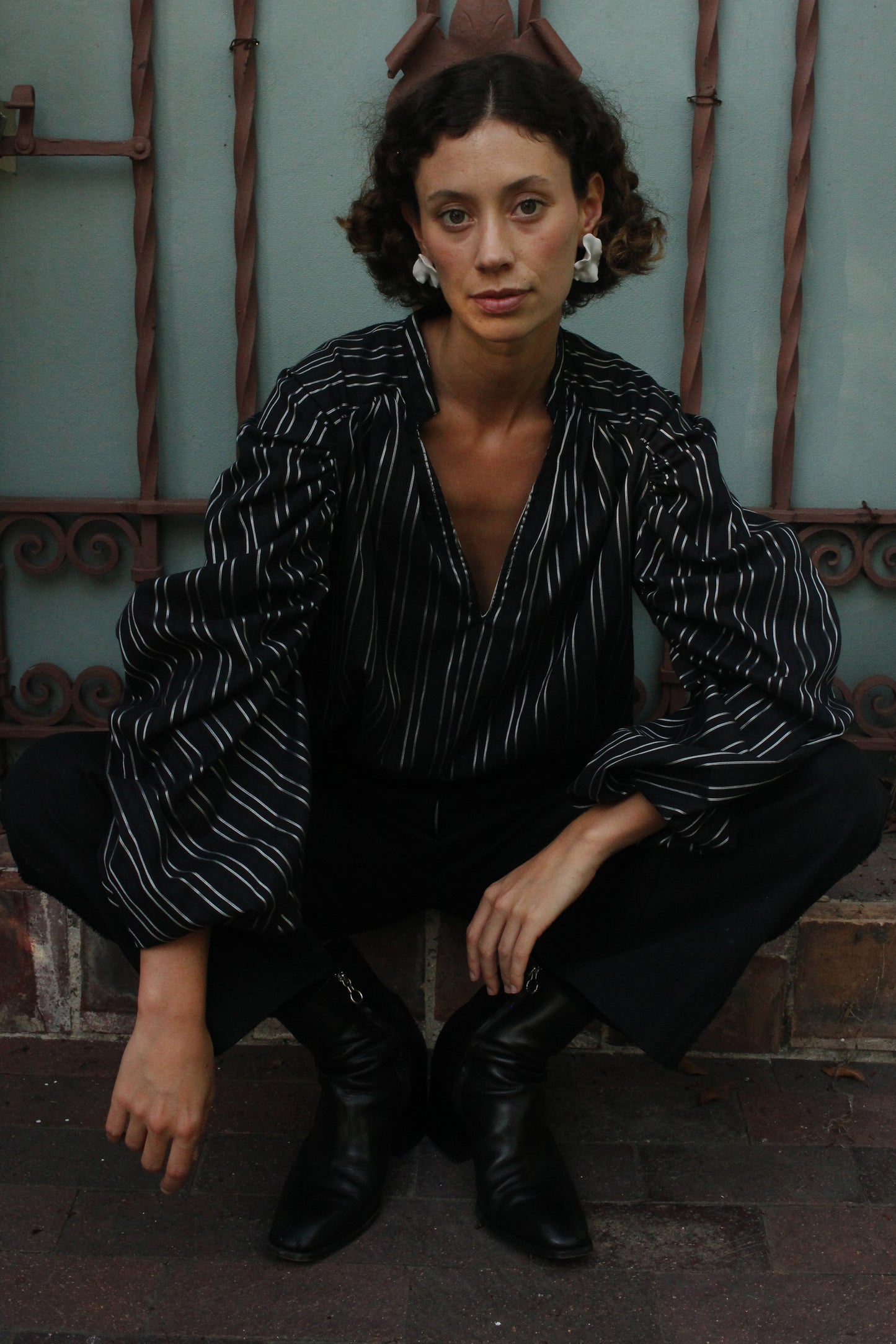 Shell Sleeve Shirt - Black & Silver