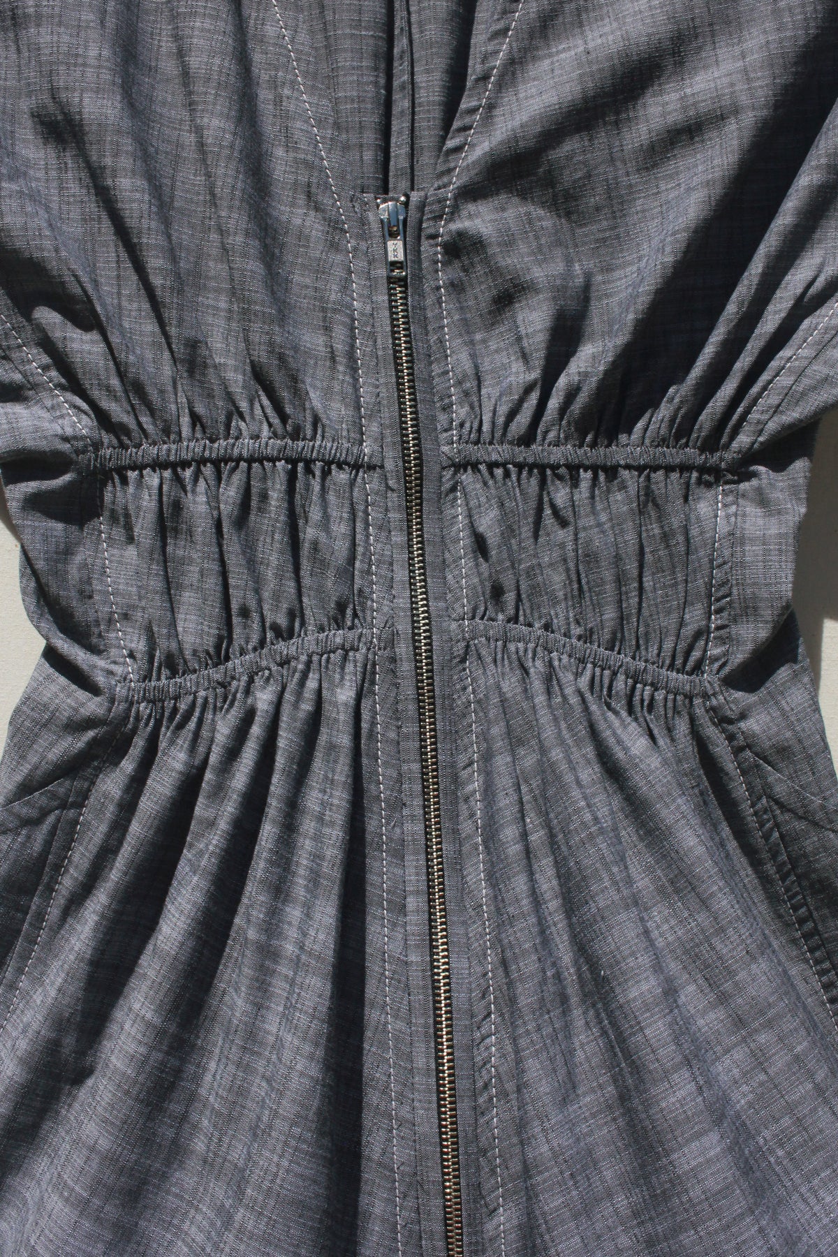 Scrunch Waist Dress - Slate Chambray