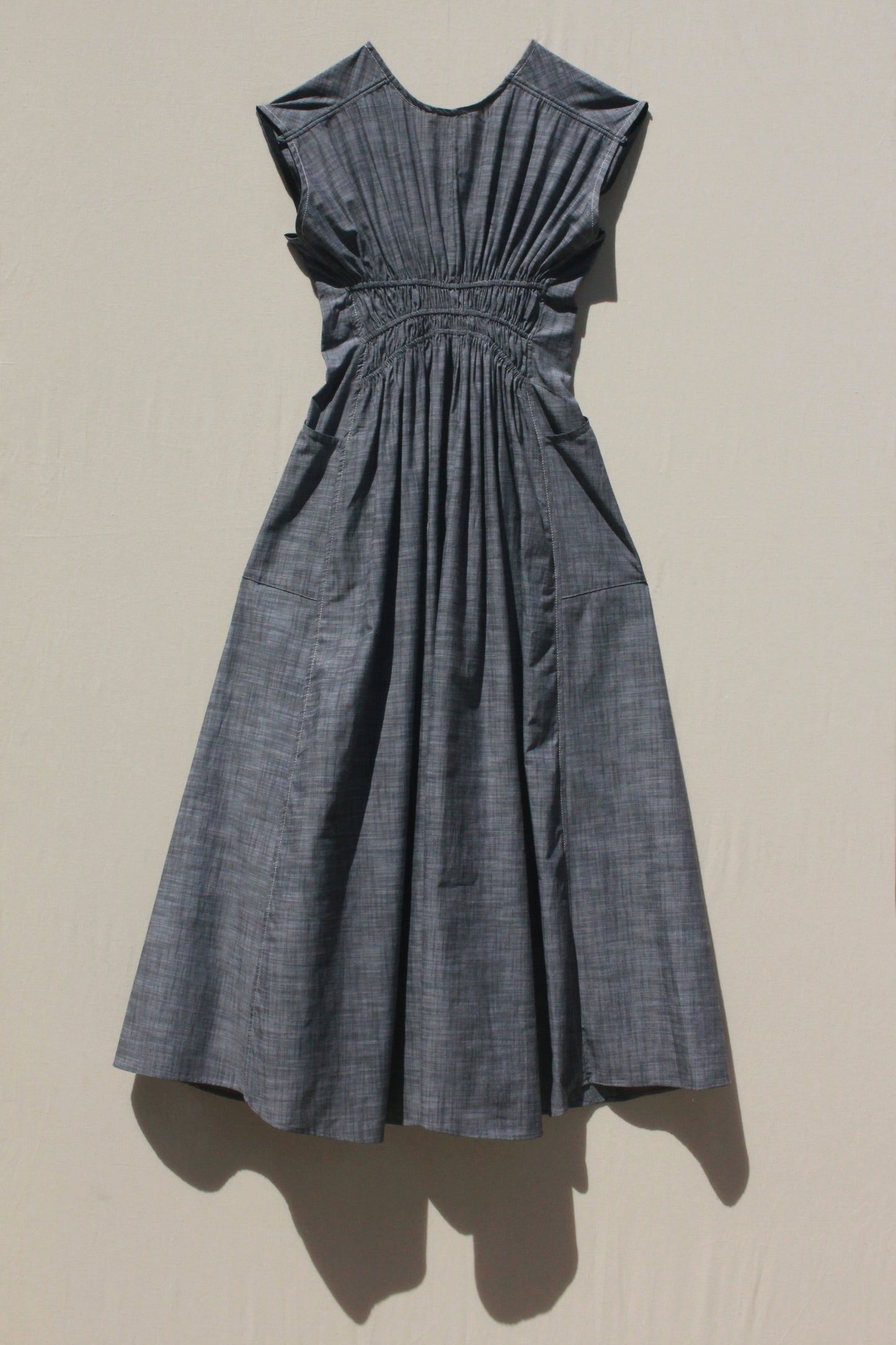 Scrunch Waist Dress - Slate Chambray