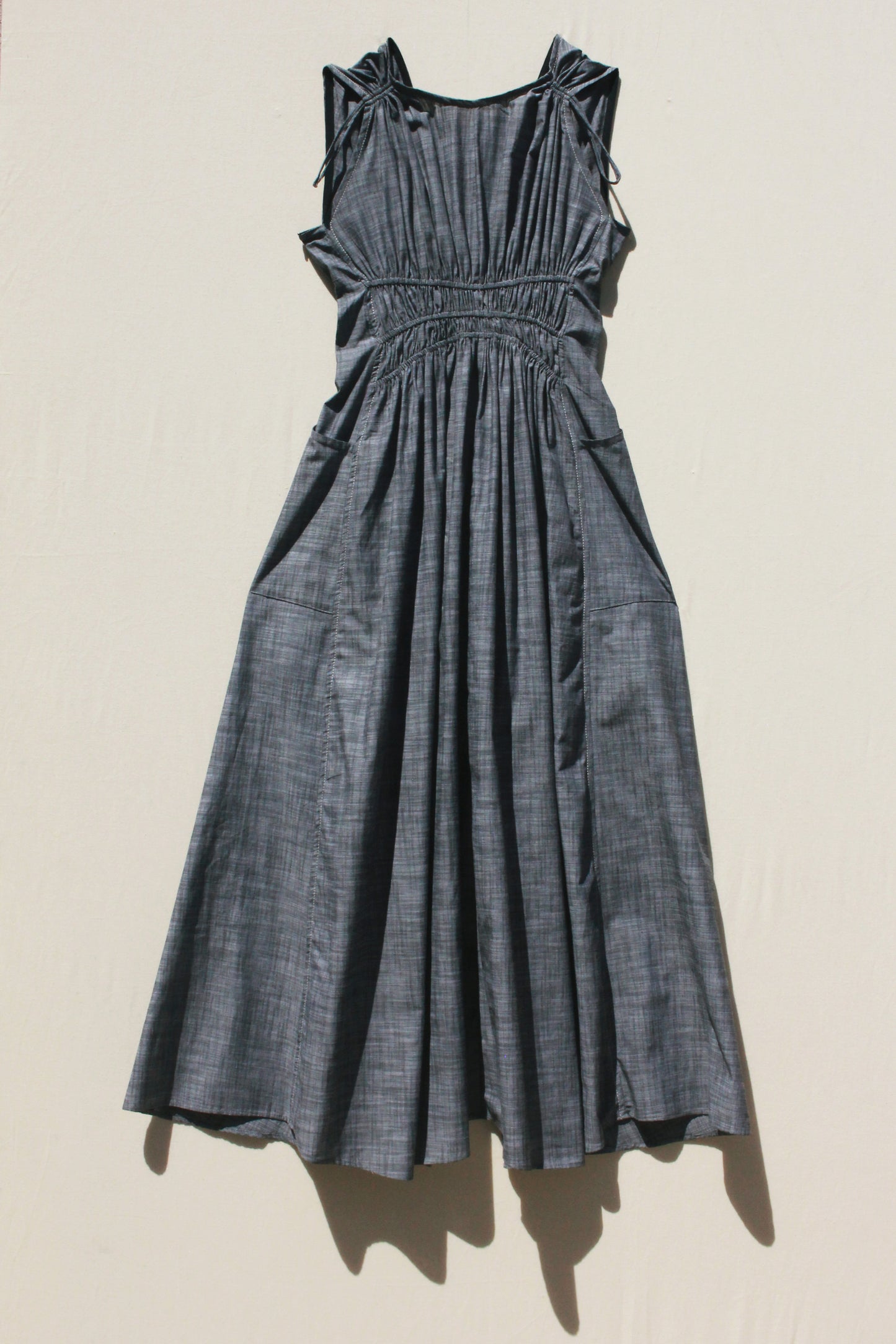 Scrunch Waist Dress - Slate Chambray