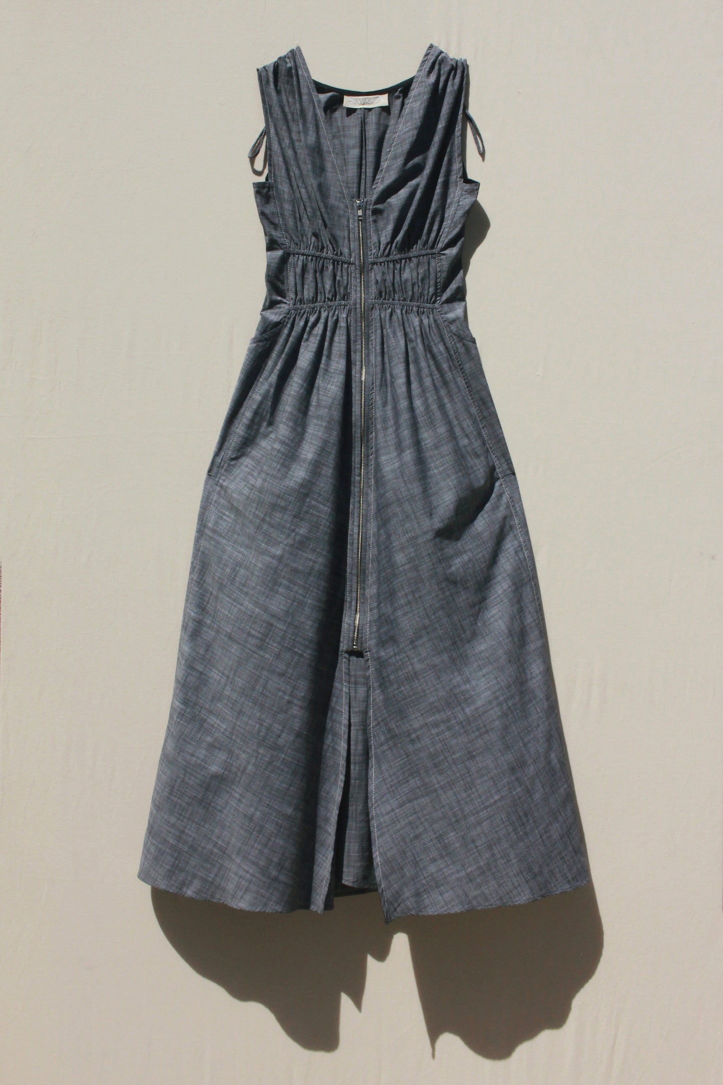 Scrunch Waist Dress - Slate Chambray