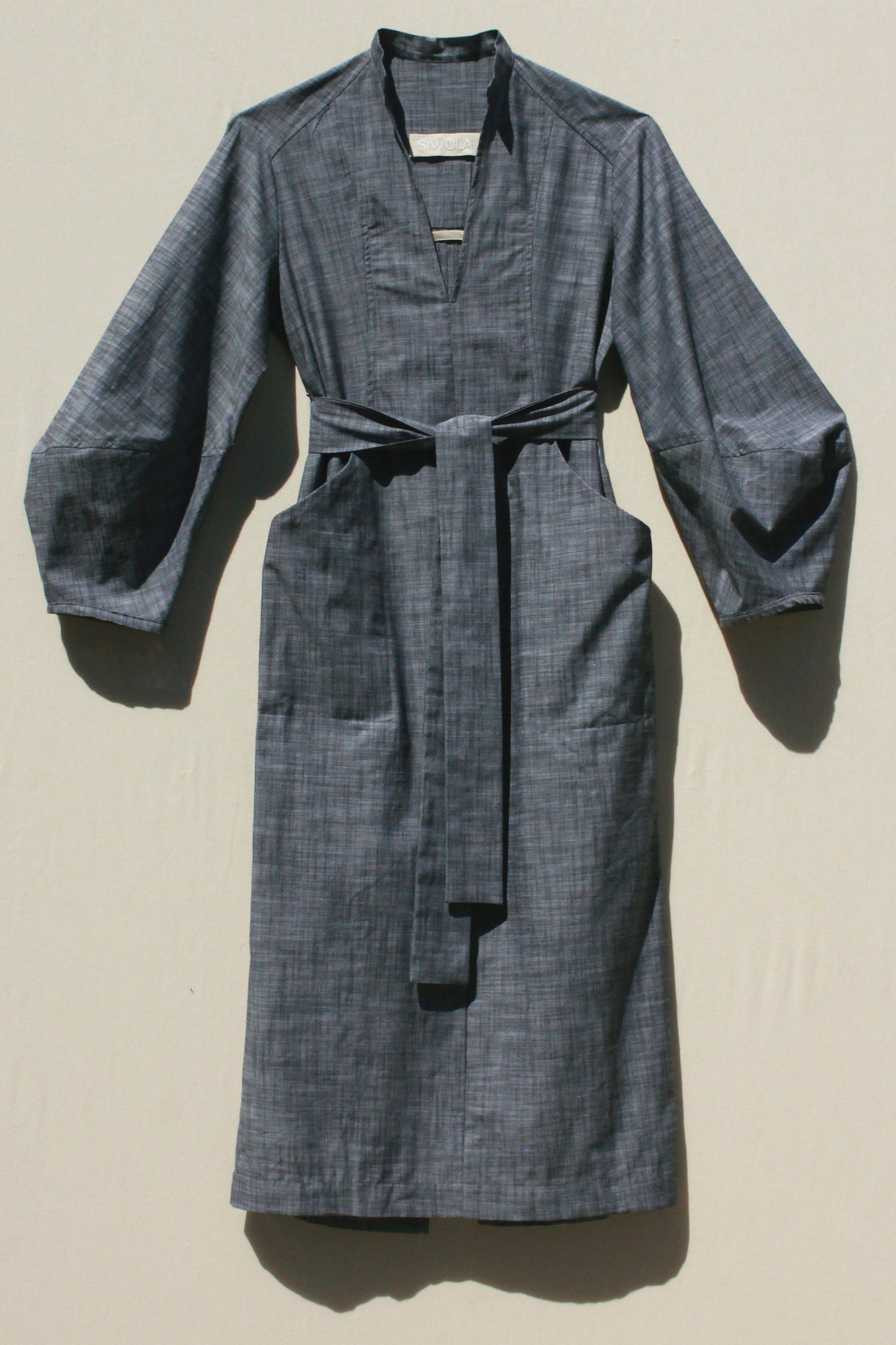 Scoop Pocket Dress - Slate Chambray