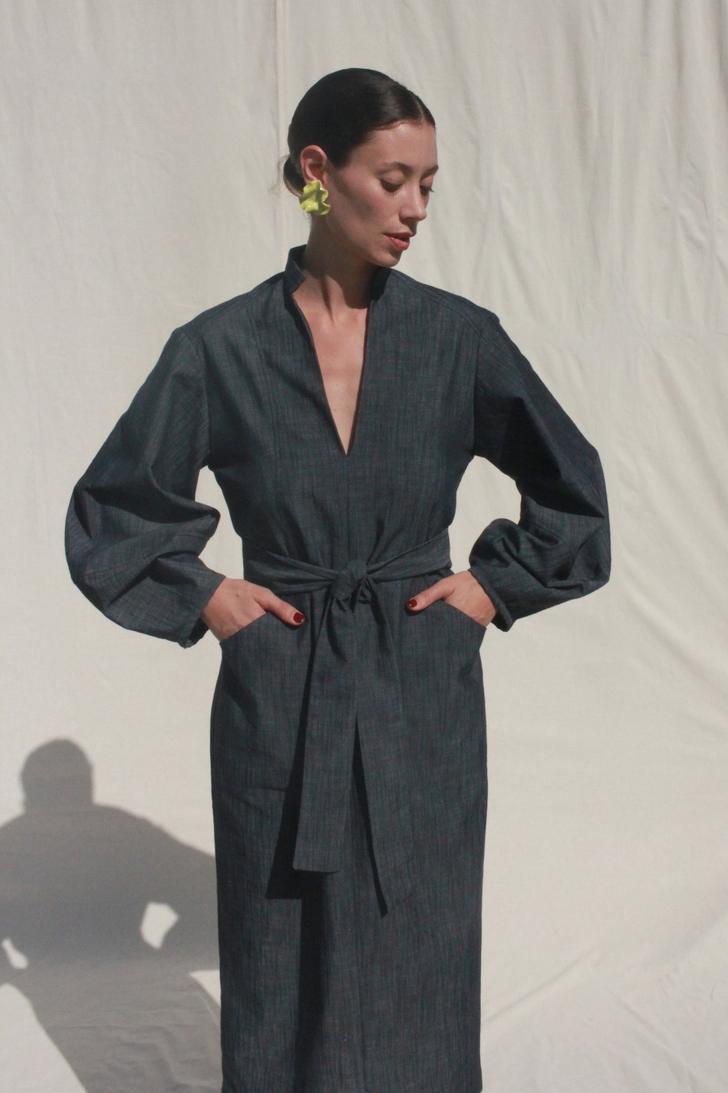 Scoop Pocket Dress - Steel Blue