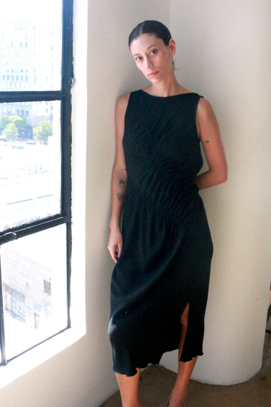 Ripples Tank Dress - Black