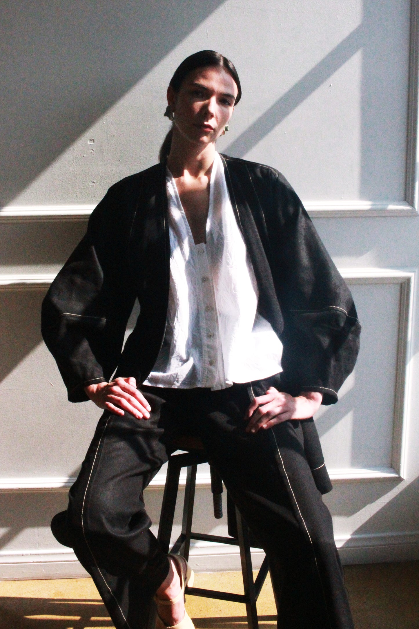 Scoop Pocket Jacket - Black Slub Canvas - PRE ORDER