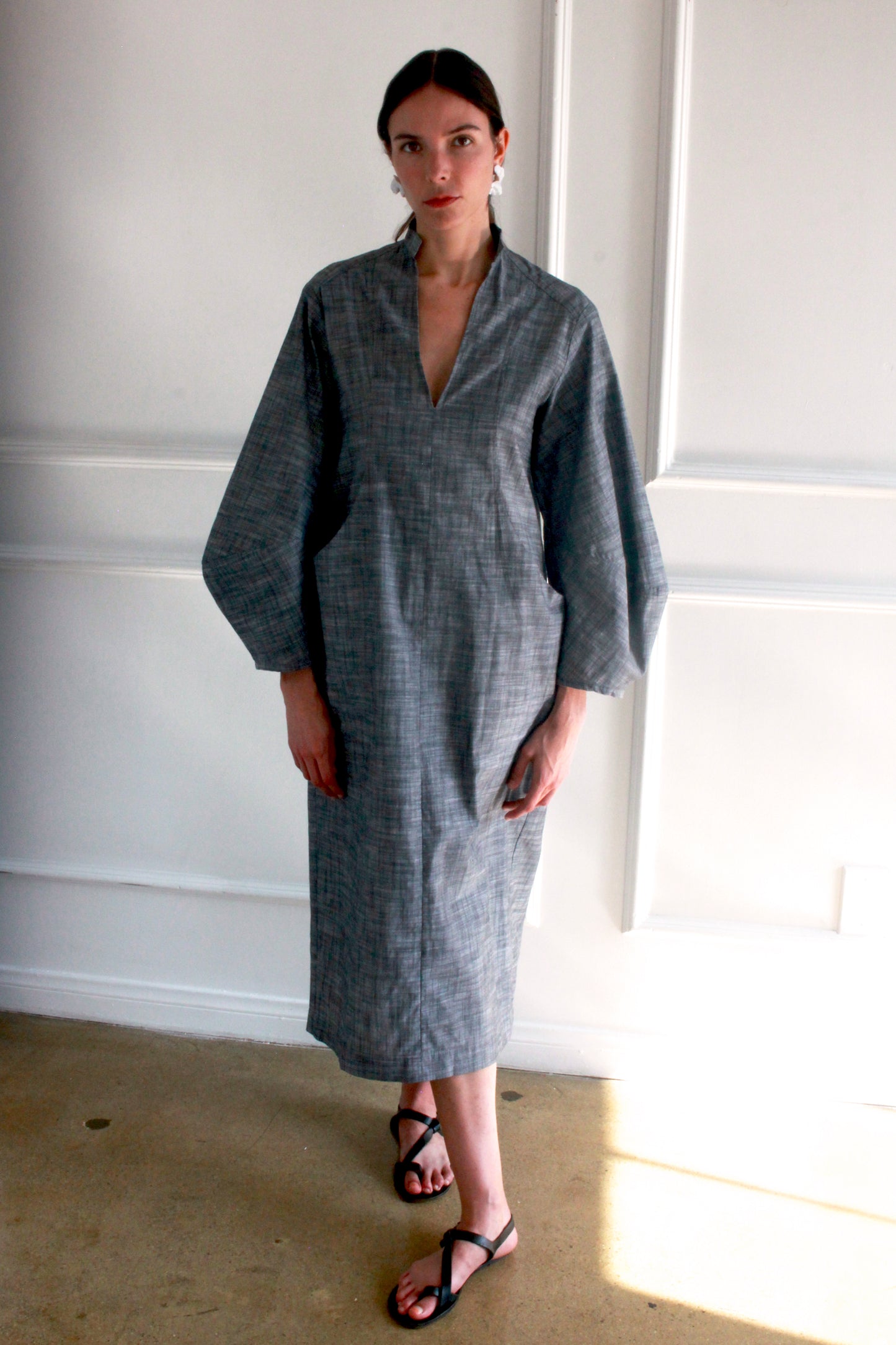 Scoop Pocket Dress - Slate Chambray