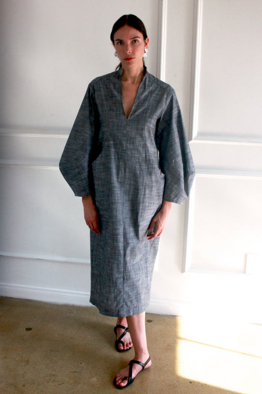 Scoop Pocket Dress - Slate Chambray