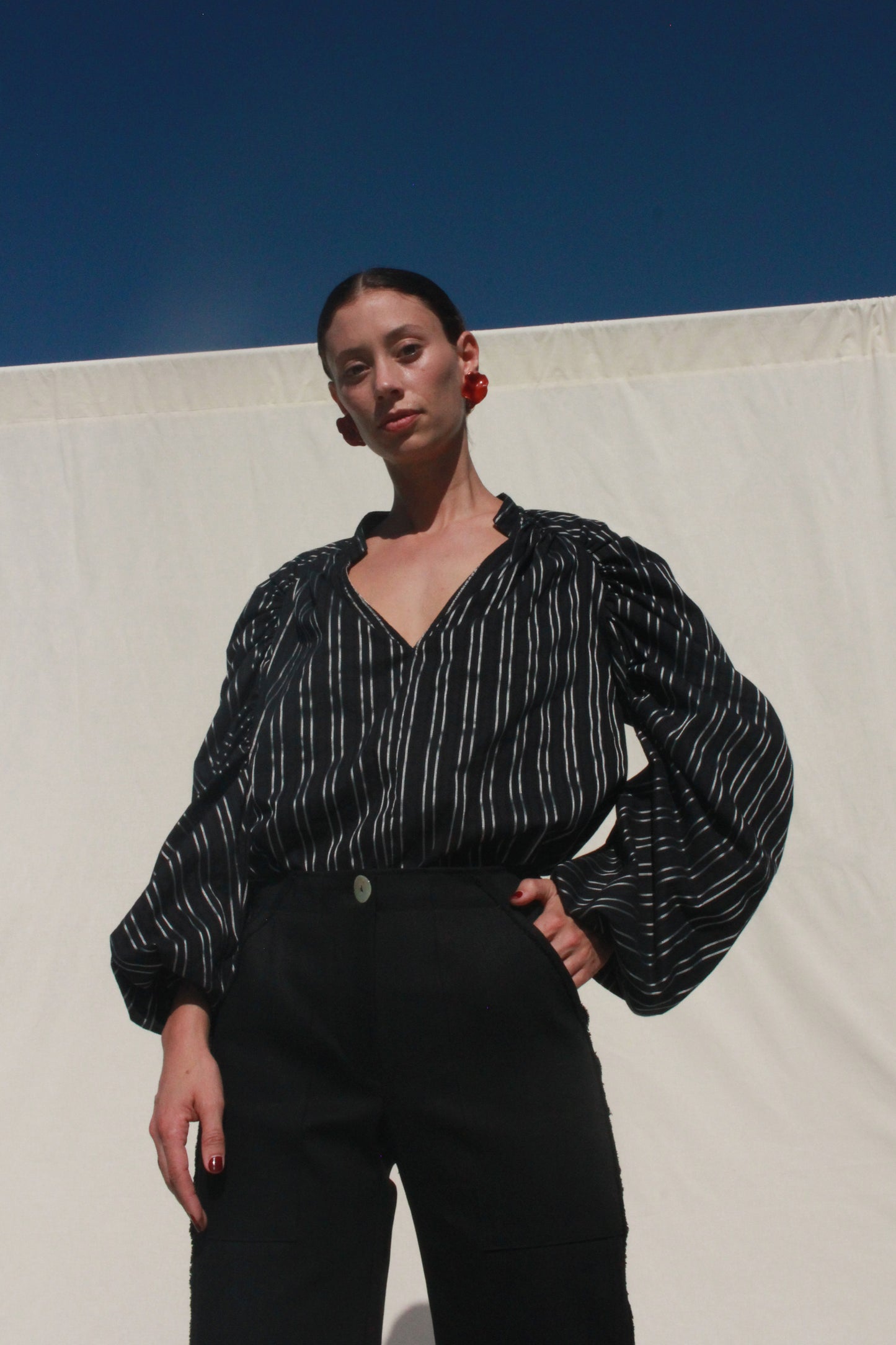 Shell Sleeve Shirt - Black & Silver