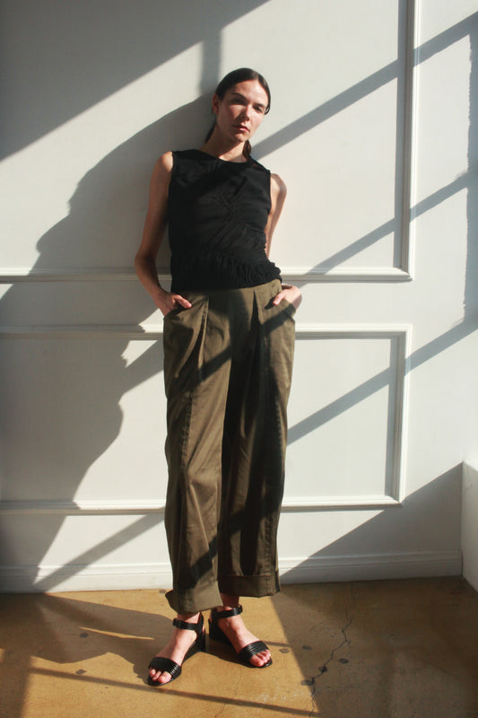 Scoop Pocket Pant - Army Green Sateen