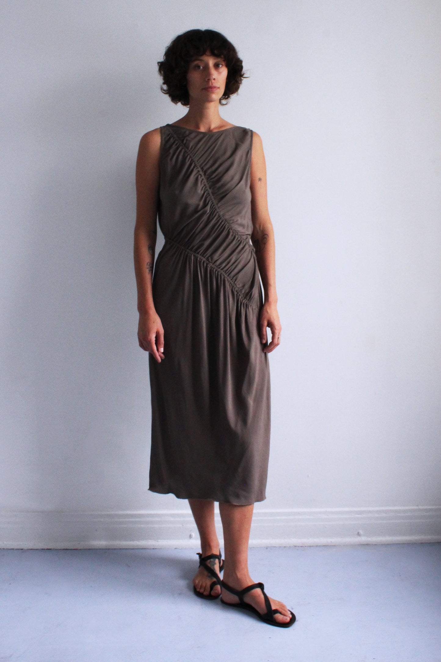 Ripples Tank Dress - Terra Brown