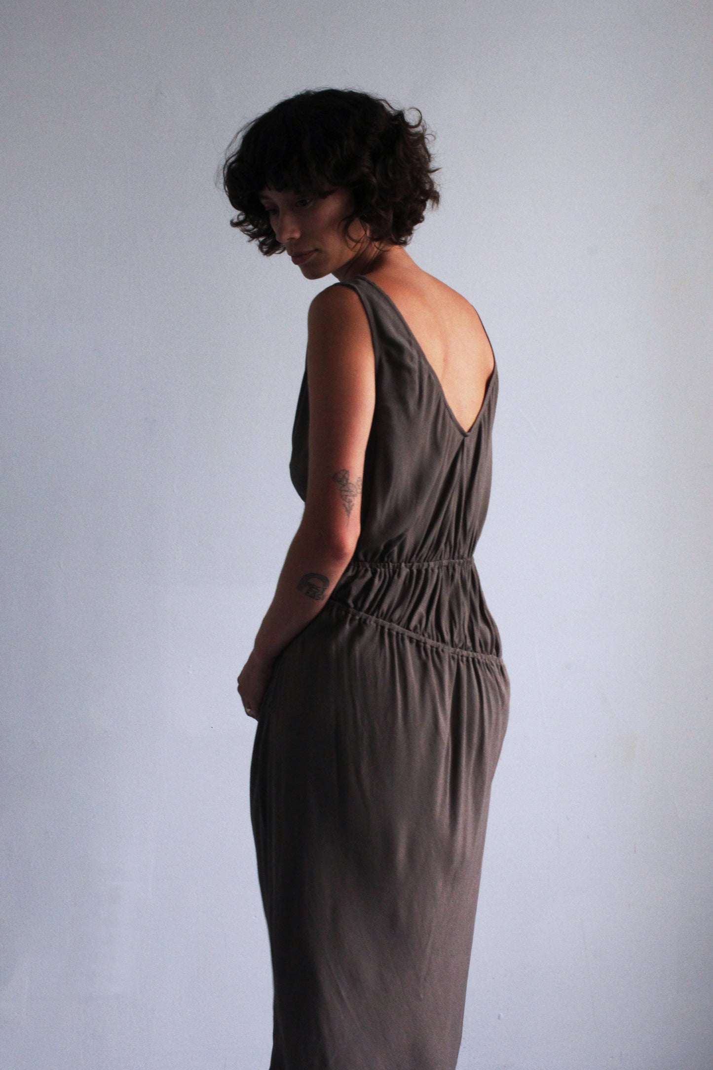 Ripples Tank Dress - Terra Brown