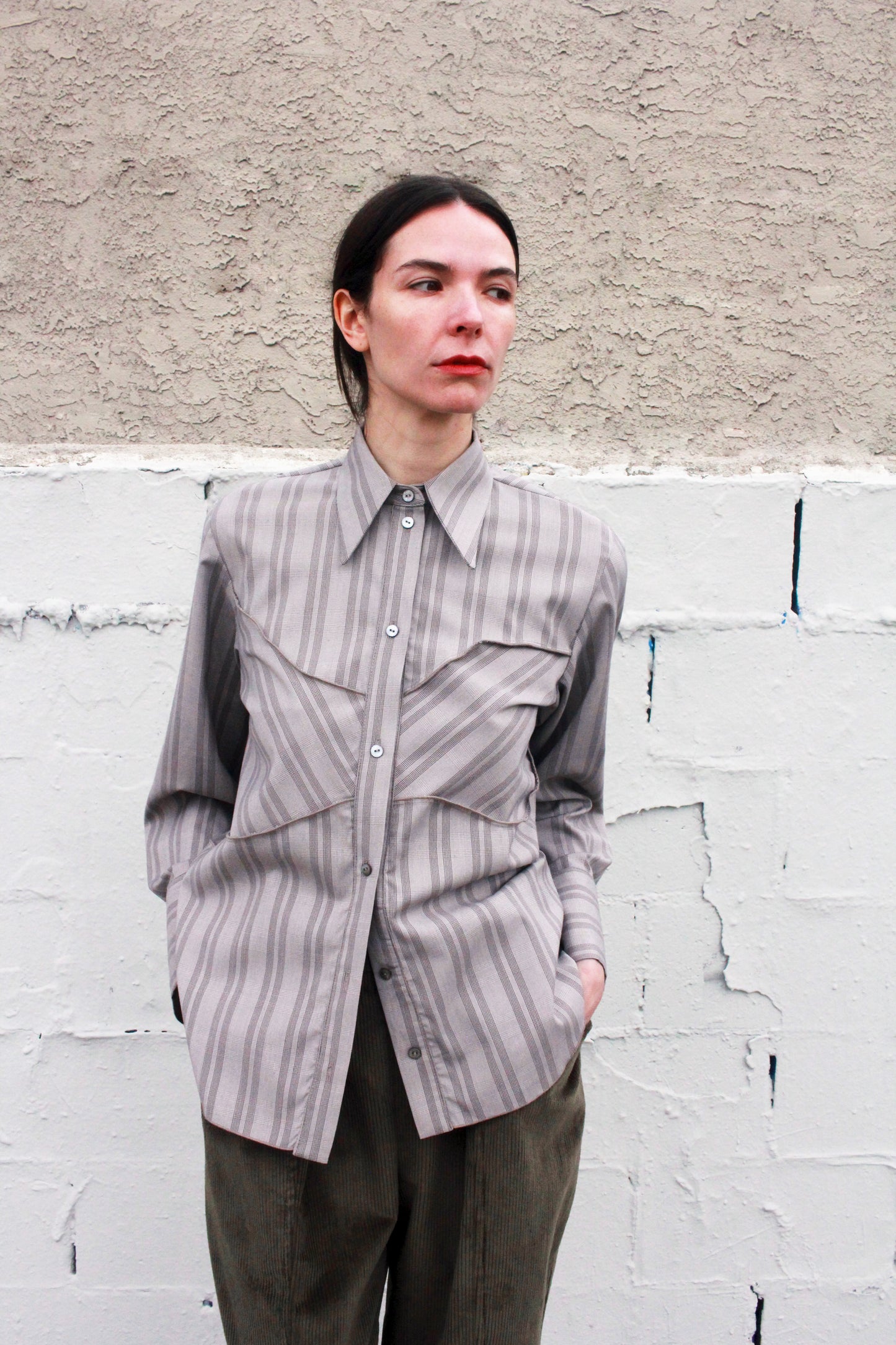 Strata Button Up - Dusty Plaid