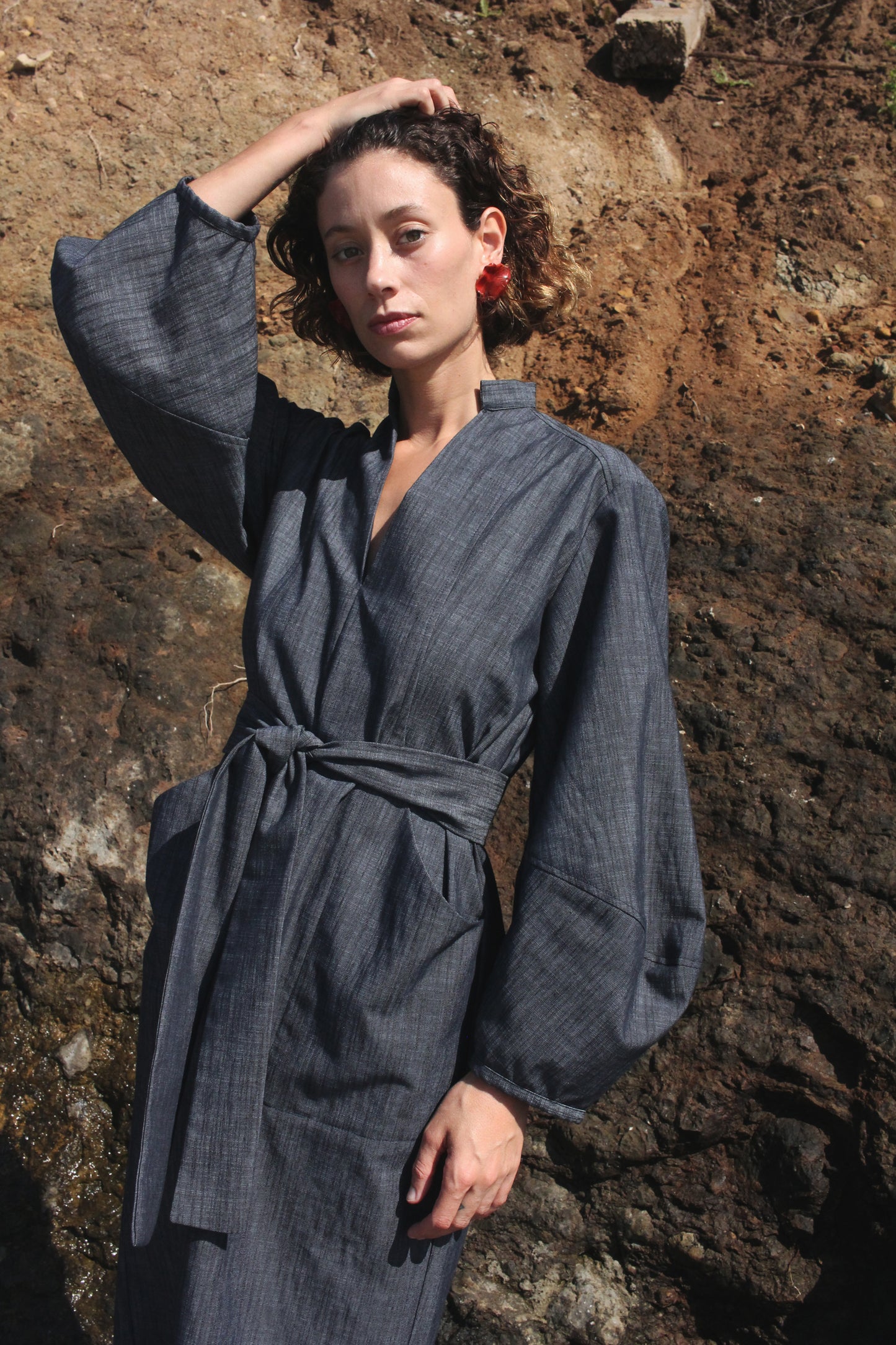 Scoop Pocket Dress - Steel Blue