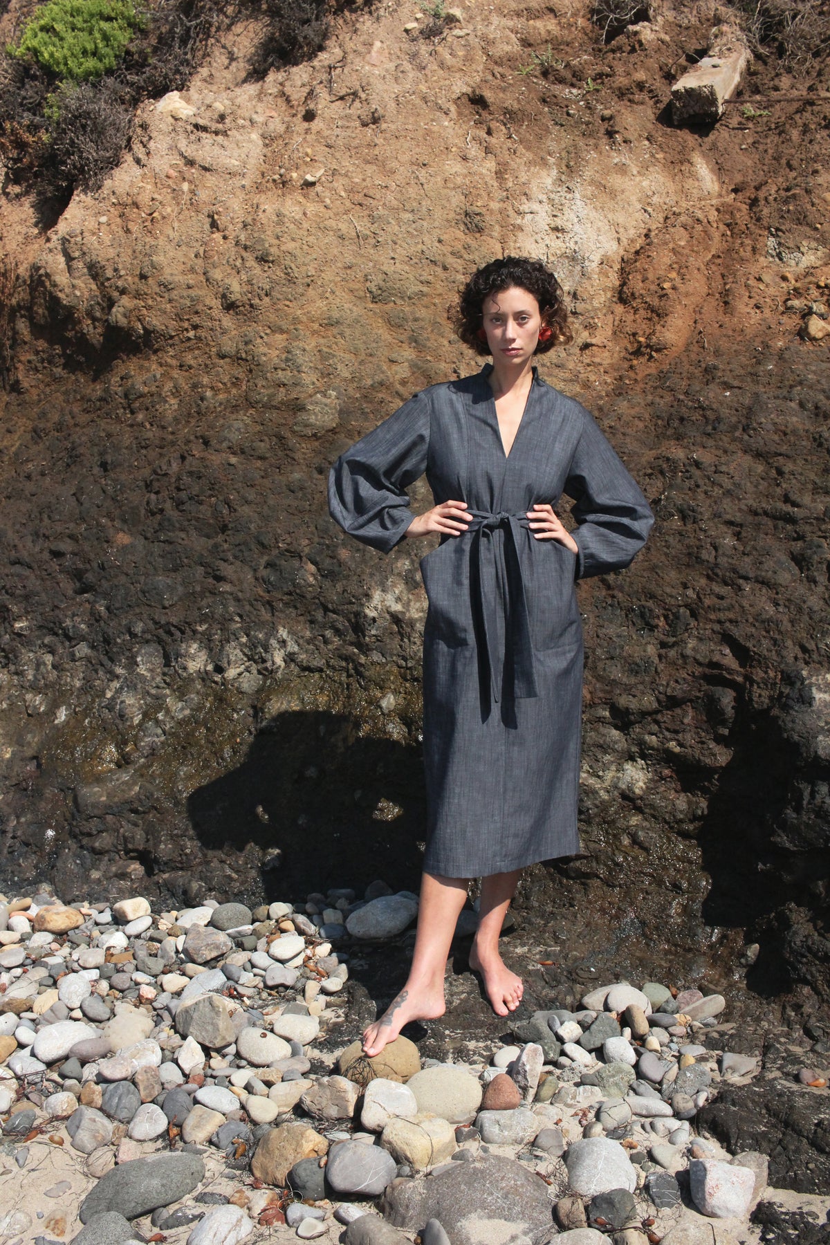 Scoop Pocket Dress - Steel Blue