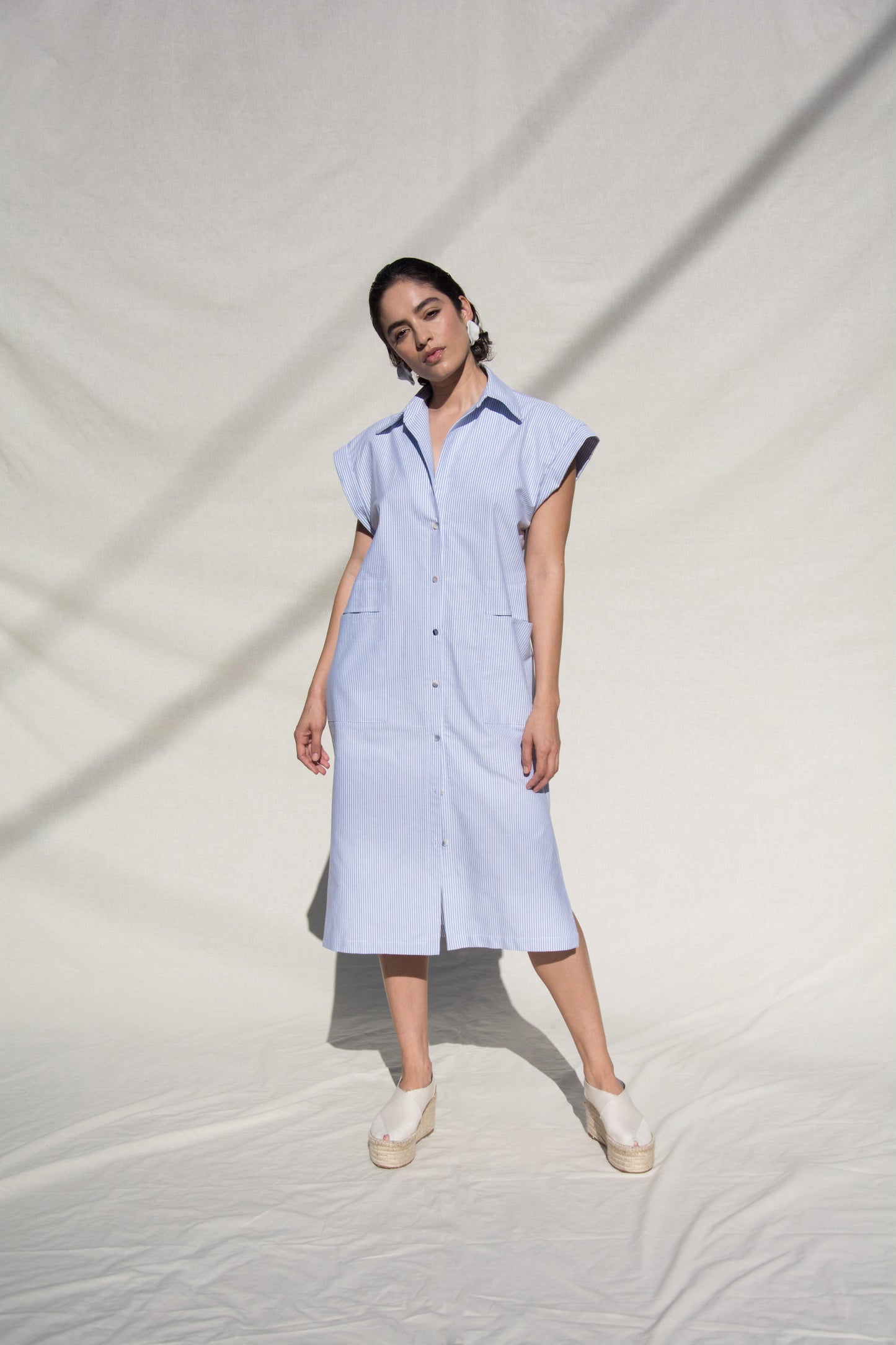 Back Slit Shirt Dress