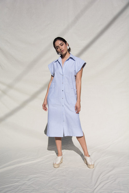 Back Slit Shirt Dress