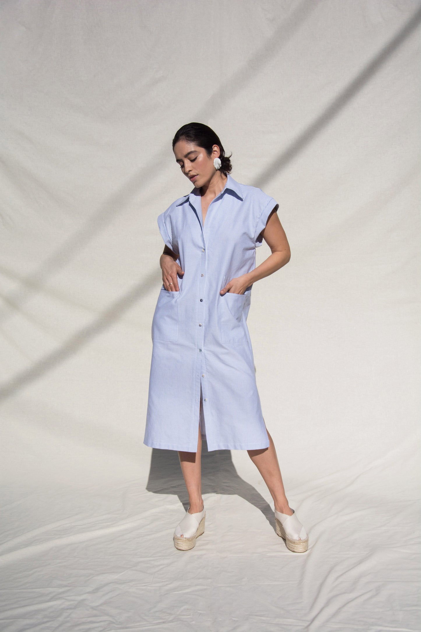 Back Slit Shirt Dress