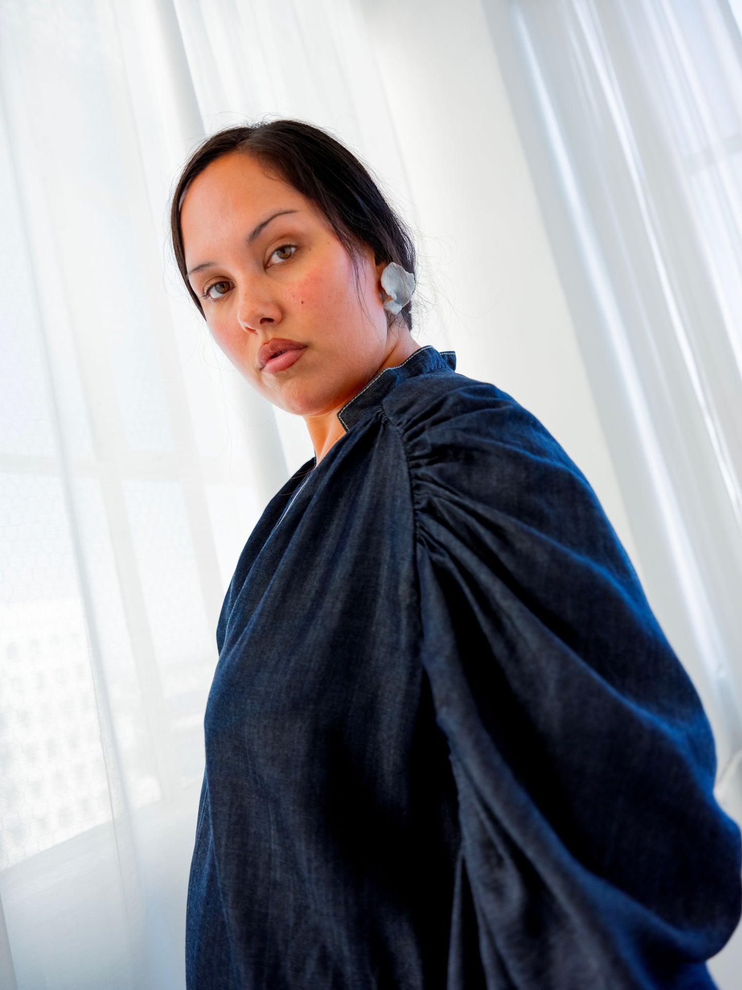 Shell Sleeve Dress - Denim