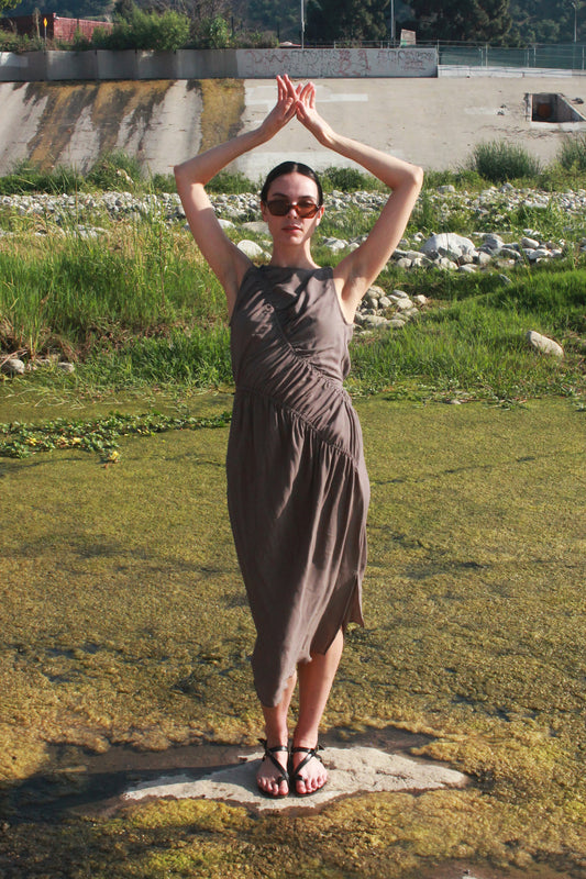 Ripples Tank Dress - Terra Brown