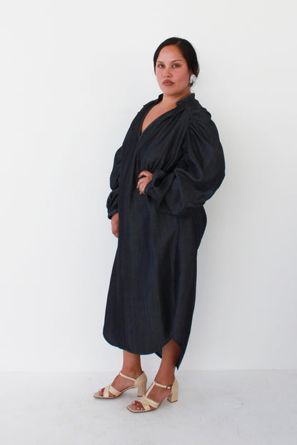 Shell Sleeve Dress - Denim