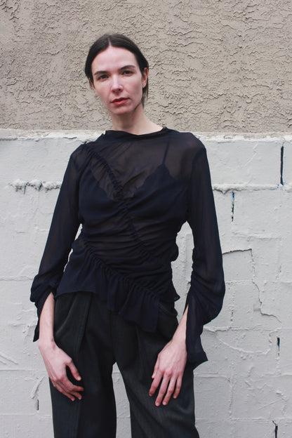 Ripples Shirt - Navy Georgette